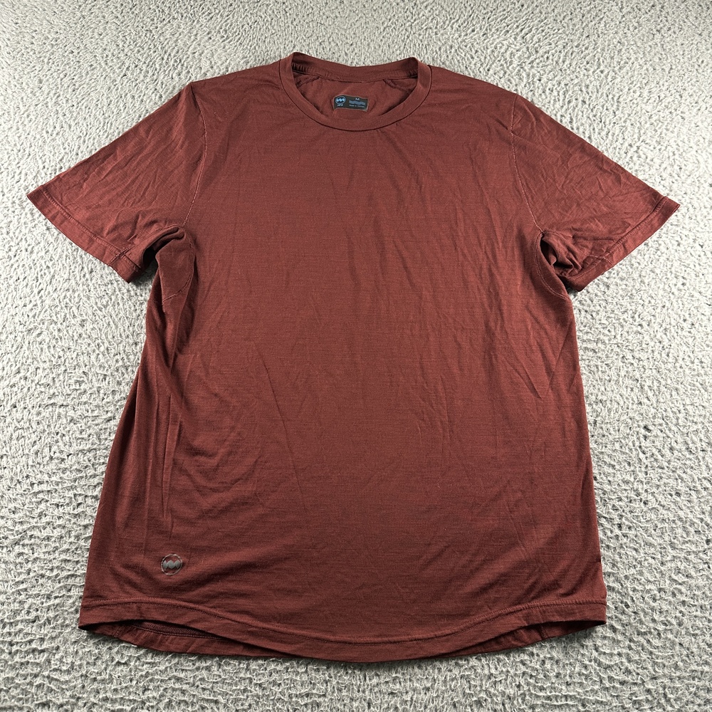 Janji Shirt Mens M Red Merino Wool Blend Tagless Crewneck Running Athletic Tee